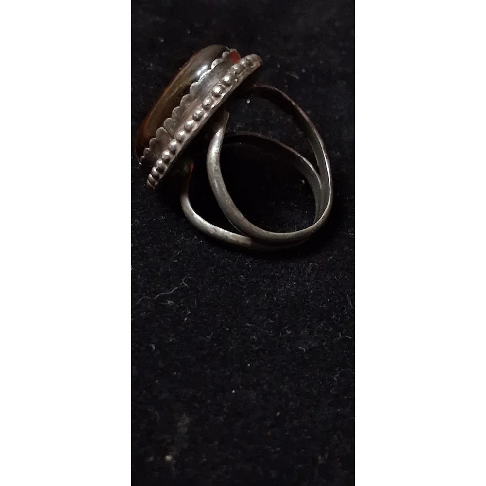 Vintage 925 Sterling Silver TIGER'S EYE Native American Handmade RING Size 11